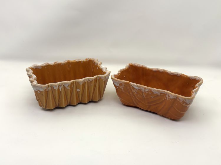 Orange Drip Glaze Planter Set – McCoy & Shawnee Rectangular Mid Century Pottery USA