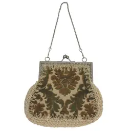 Vintage Italian Tapestry Handbag Mister Simon Ernest Purse Silver Chain Lined