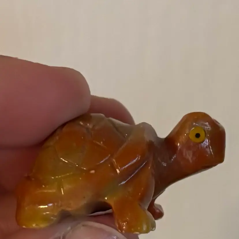 Vintage Stone Miniature Orange Turtle