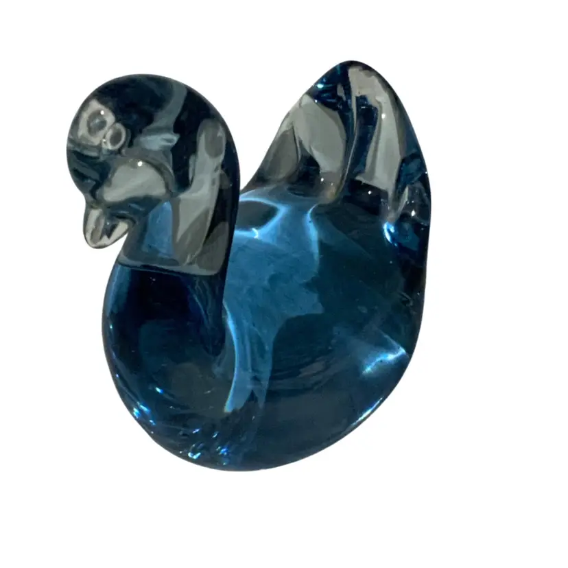 Gorgeous Art Glass Blue Color Swan Bird