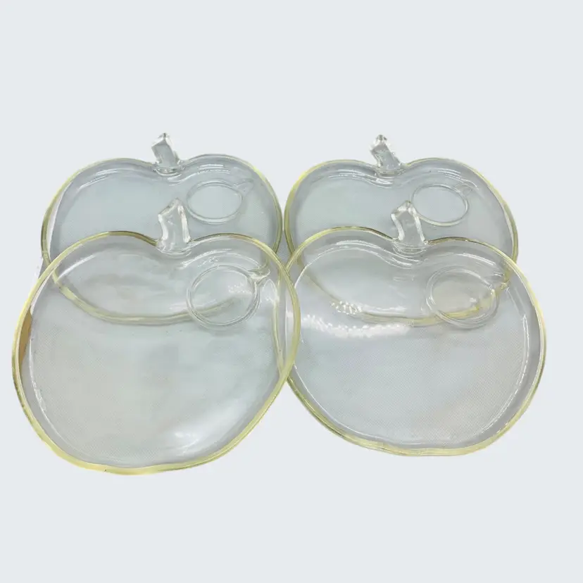 Set of 4 Vintage Hazel Atlas Orchard Snack Plates Apple Shaped
