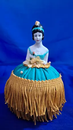 Vintage Half Doll Pincushion Doll – Porcelain Boudoir Sewing Accessory