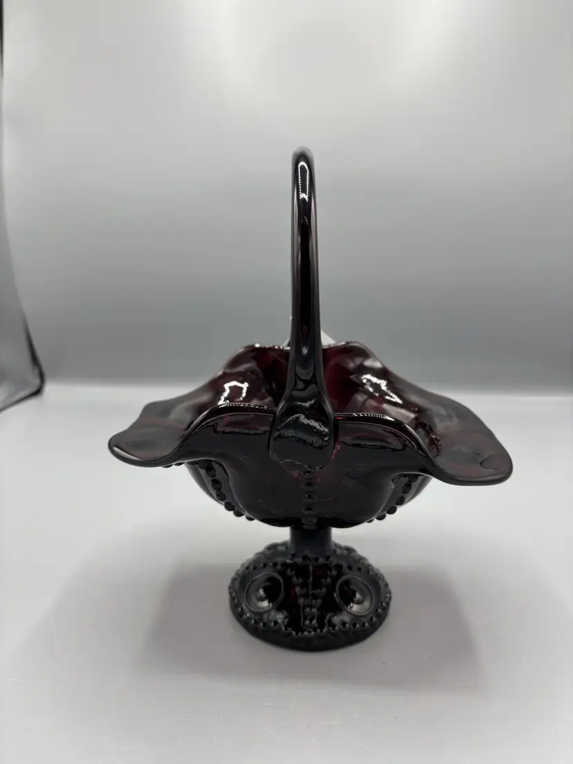 Vintage Fenton Deep Plum Vulcan basket