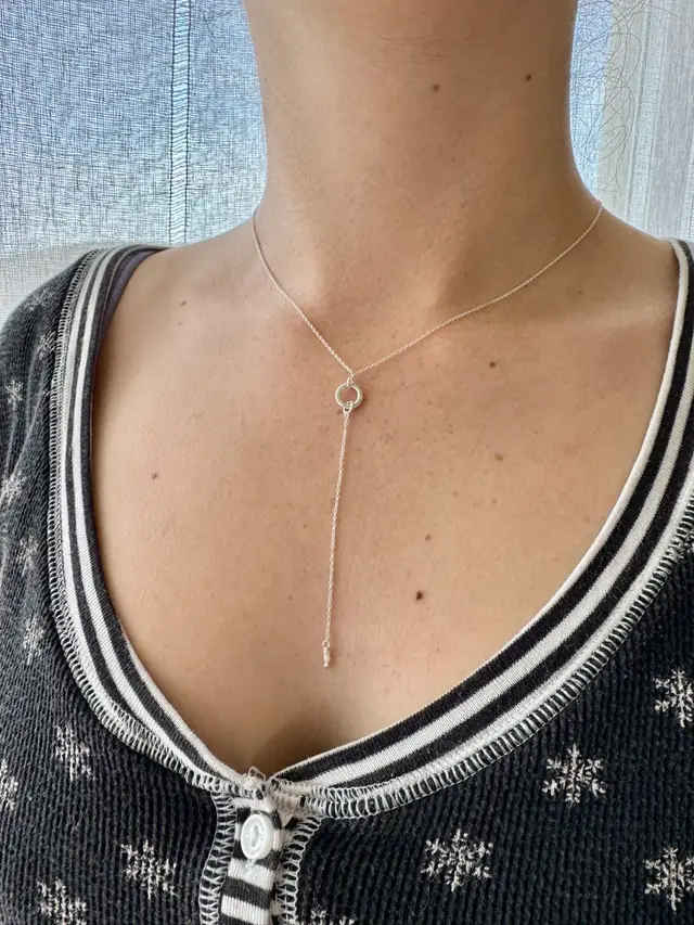 Lariat Sterling Silver Satellite Necklace #94