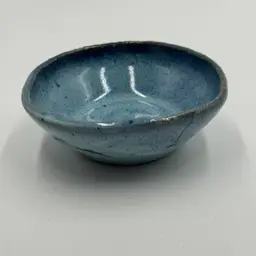 Handmade Blue Studio Pottery Small Bowl Artisanal Stoneware Trinket Dish