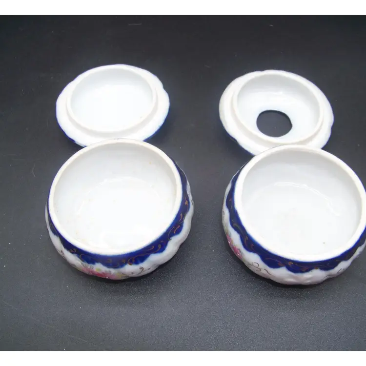 Vintage Porcelain Trinket Box and Hair Receiver Set