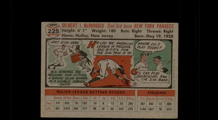 1956 Topps #225 Gil McDougald - (pk-tl2) - New York Yankees