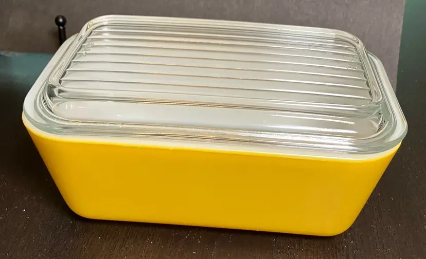 VTG ORANGE PYREX GLASS REFRIGERATOR DISH 0503 LID 503 C 1 1/2 PINT