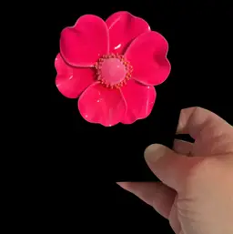 Vintage Large Neon Pink Flower Brooch. And It Also GLOWS!!! Not Signed.