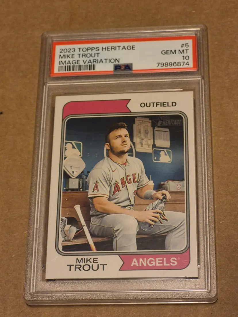Mike Trout 2023 Topps Heritage #5 Image Variation SP PSA 10 Angels