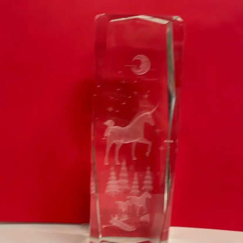 Unicorn Glass Laser Paperweight