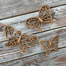 Vintage 70s Homco Set of 3 Butterflies Wall Decor #7537
