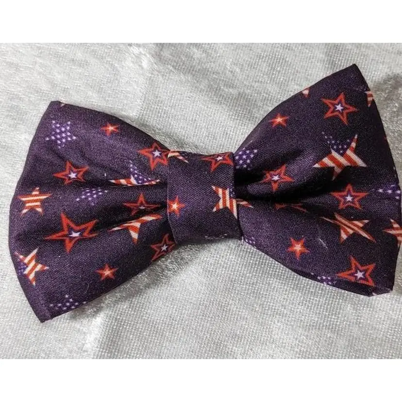 Pet Bow / Dog Bow Tie, Handmade, 3 Sizes Available!  Blue with Red White and Blue Stars, Patriotic, 4th of July