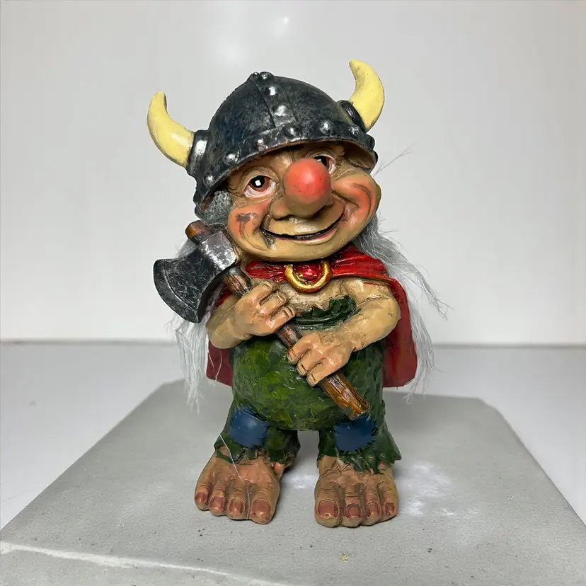 Vintage Viking Troll With Helmet And Axe Big Nose Viking Troll Norwegian 4”
