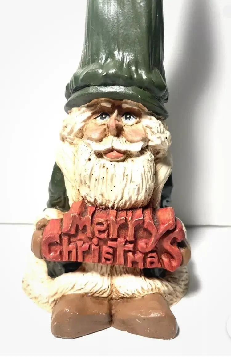 Santa Gnome Carved Figurine. Signed. Wood World Co. USA. Folk Art. Vintage Christmas
