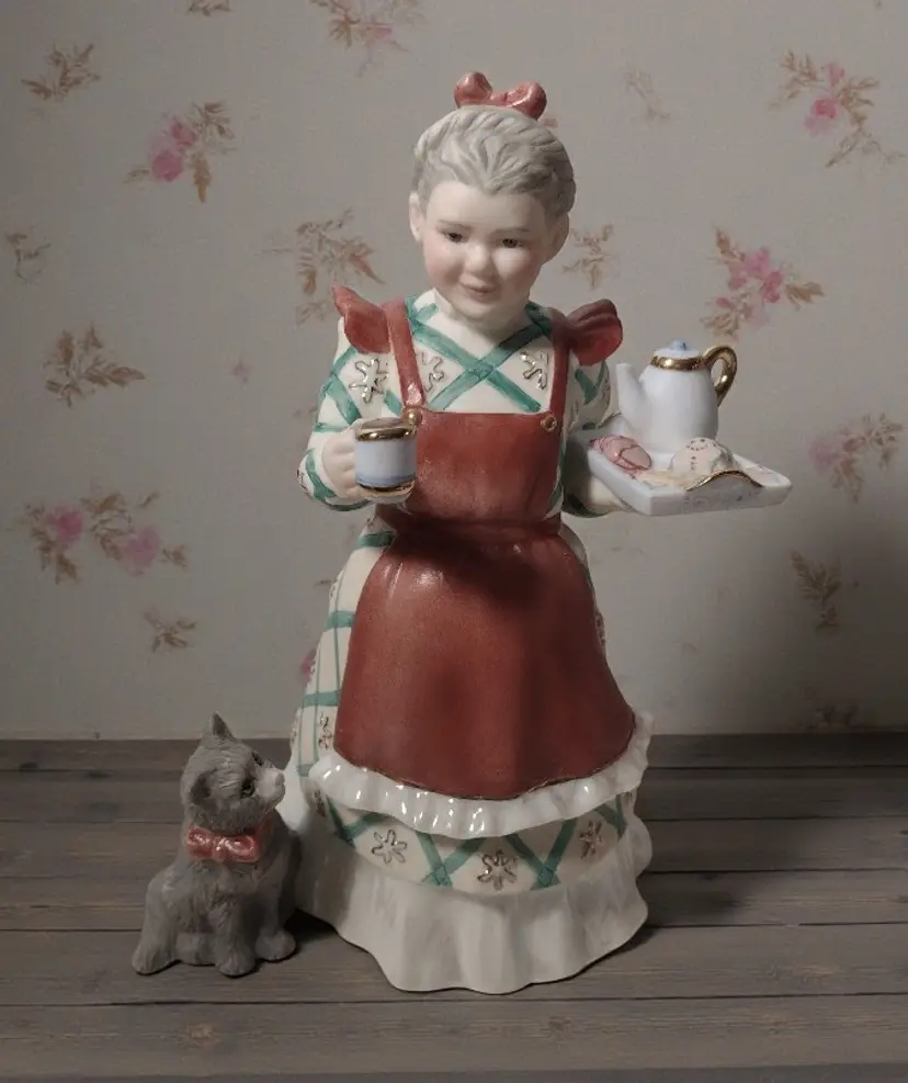 Vtg Lenox Mrs. Claus Welcome Cookies Tea Cat Figurine Limited Edition Christmas