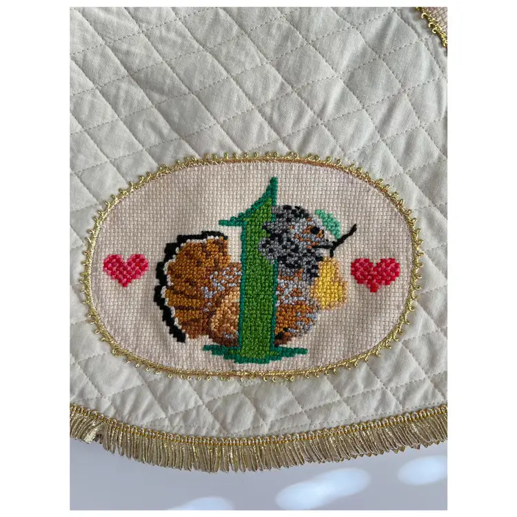 Vintage felt handmade 12 days of Christmas tree skirt