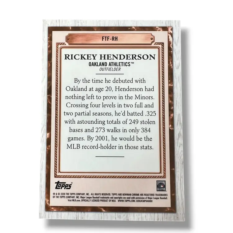 Rickey Henderson Oakland Athletics 2020 Bowman Chrome Farm to Fame Refractor