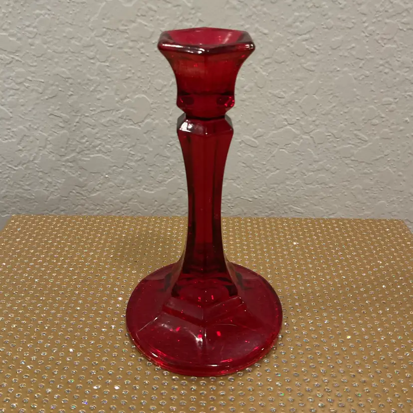 Indiana Glass Ruby Red Candlestick Holder