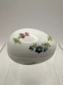 Vintage Limoges Chamart France Flower Butterfly Egg Trinket Box