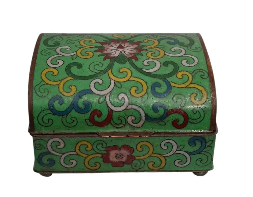 Antique Chinese Cloisonne Jewelry, Trinket or Cigarette Box