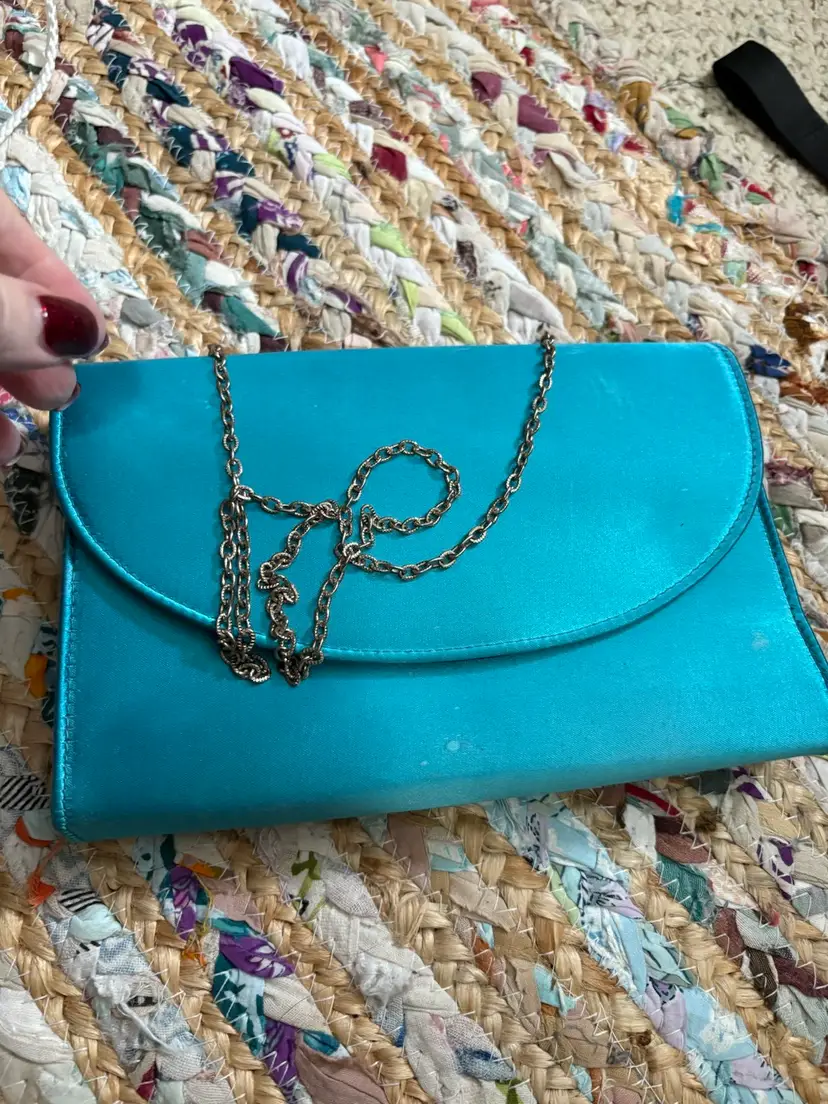 Vibrant Aqua Purse With Chain