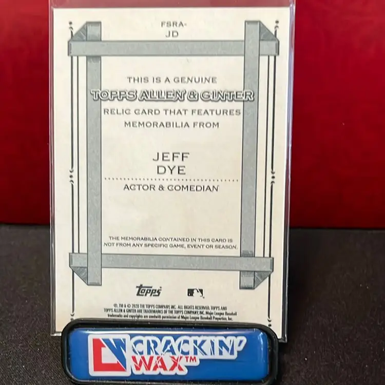 Jeff Dye 2020 Topps Allen & Ginter Relic Card Actor & Comedian 