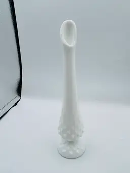 Vintage Fenton Milk Glass Hobnail Swung Glass Vase