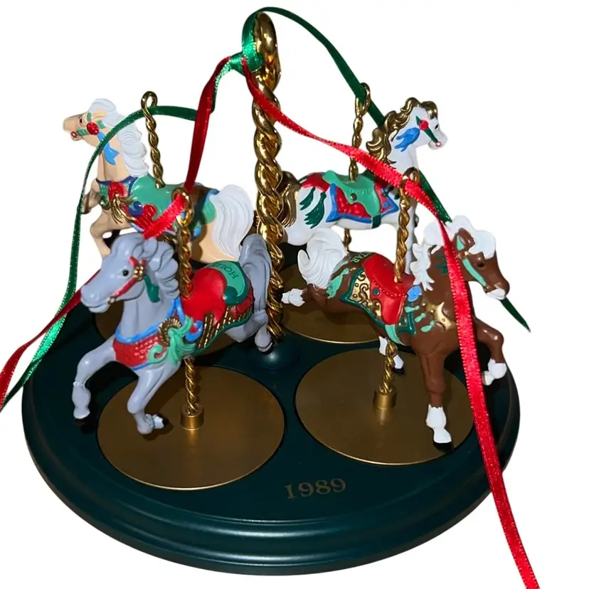 1989 Hallmark Carousel Horse Christmas Collection Of 4 Complete Set
