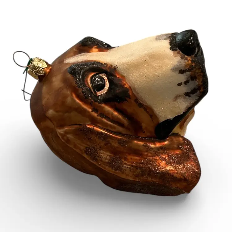Retired Slavic Glass Hound Dog Hanging Ornament
