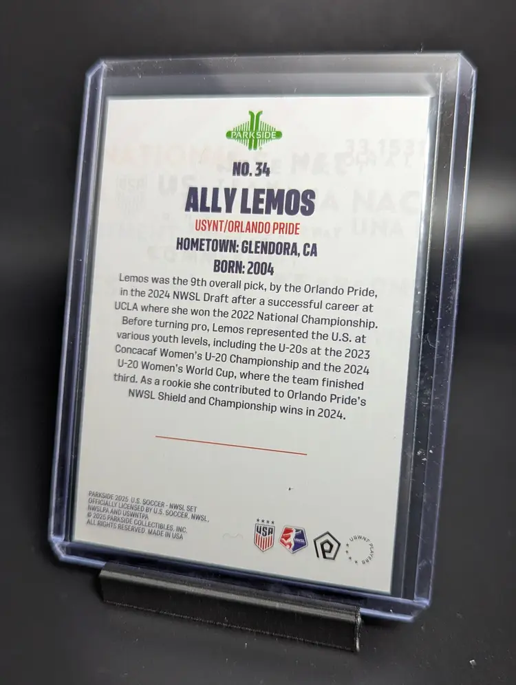 2025 Parkside NWSL/USWNT Club and Country Shimmer Foil Ally Lemos Orlando Pride
