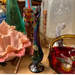 Fenton inverted Strawberry Carnival glass