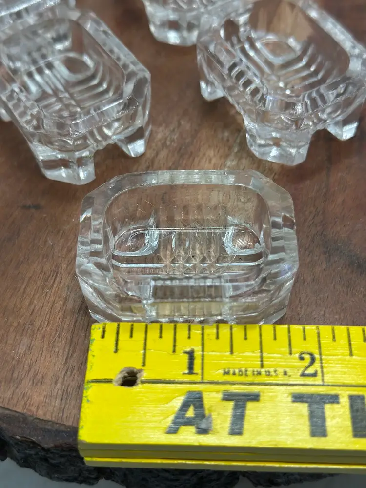 Vintage Footed Salt Cellars, Marble Bases, Paperweight Risers Set Of 5