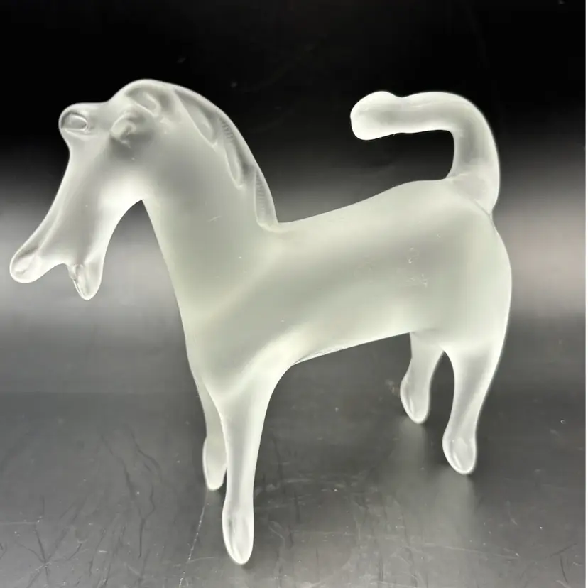 Mid Century Modern Viking Satin Art Glass Horse Figurine 
