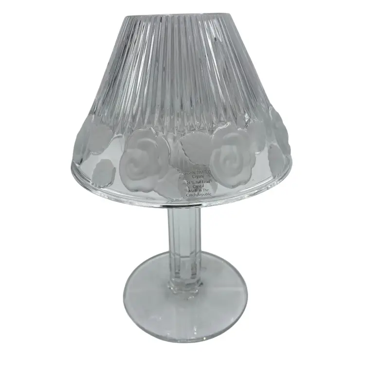 Royal Limited 24% Lead Crystal Fairy Lamp, 8.5", Czech Republic, Roses, Original Stickers