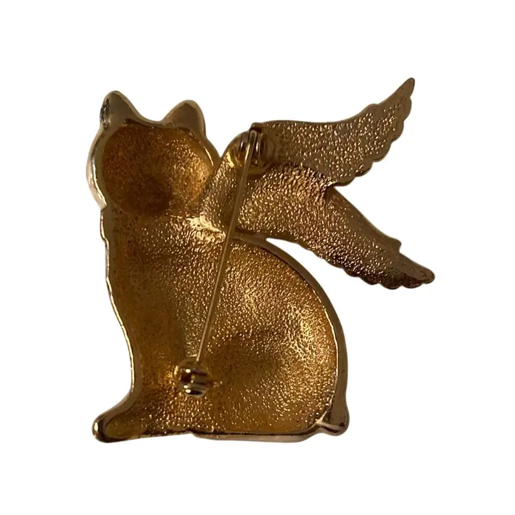 Angel Enameled Cat Brooch