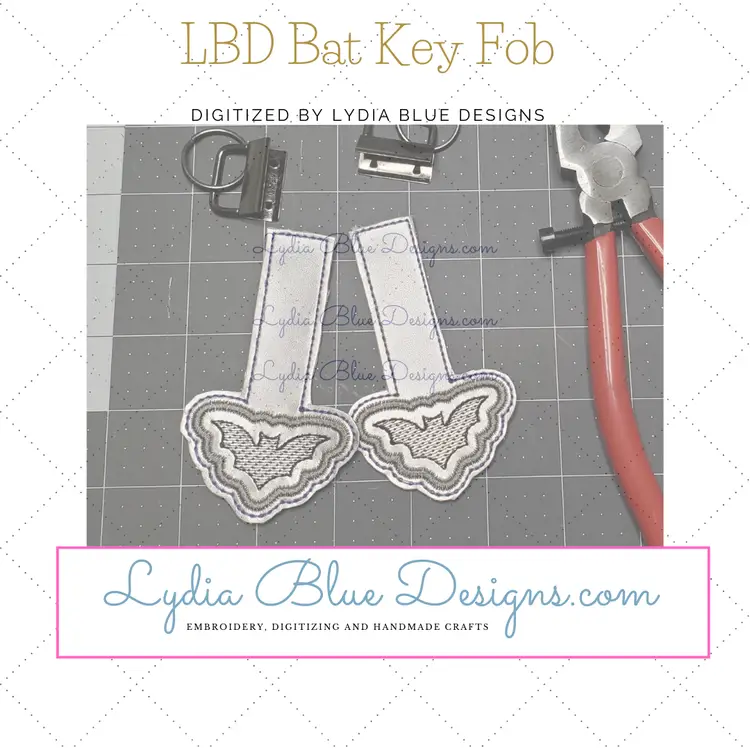 LBD Bat Key Fob In The Hoop Design DIGITAL Content Only - not a physical product
