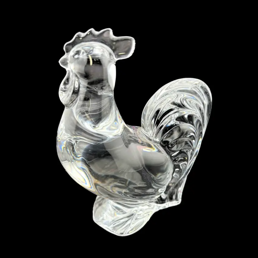 Vintage Clear Crystal Baccarat Rooster 4.5” x 3.5”