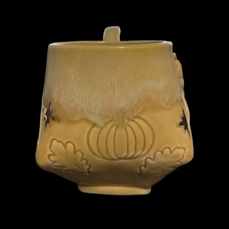 Viola Leder Ceramics Handmade Halloween Pumpkin Cat Mug