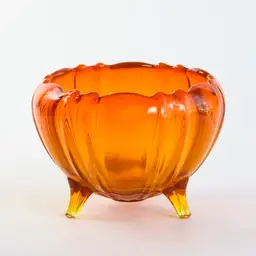 Antique Amberina Orange Glass Art Deco Rose Bowl - Opaline Edge & Footed - Mystery Maker