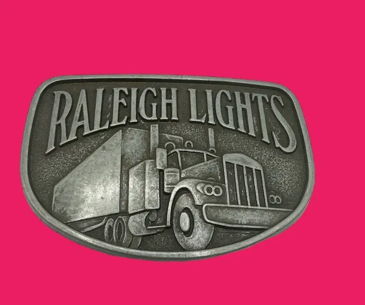 Lot Of 7 Raleigh Lights Trucker Belt Buckles NOS Vintage Cigarette Advertising