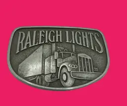 Lot Of 7 Raleigh Lights Trucker Belt Buckles NOS Vintage Cigarette Advertising