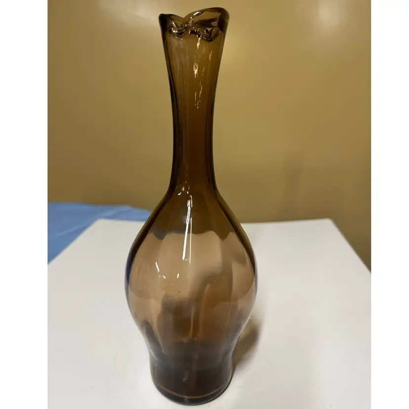 Blenko Glass 64d Optic Vase In Chestnut 10.25” Rare Stunning 1965
