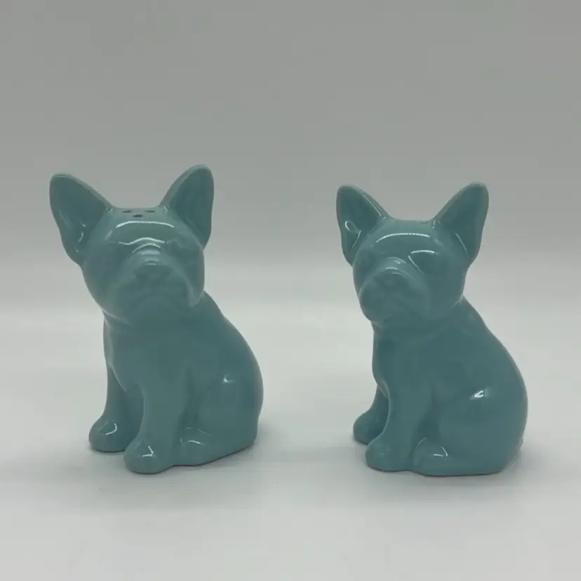 French Bulldog Frenchie Puppy Dog Salt And Pepper Shakers Blue 