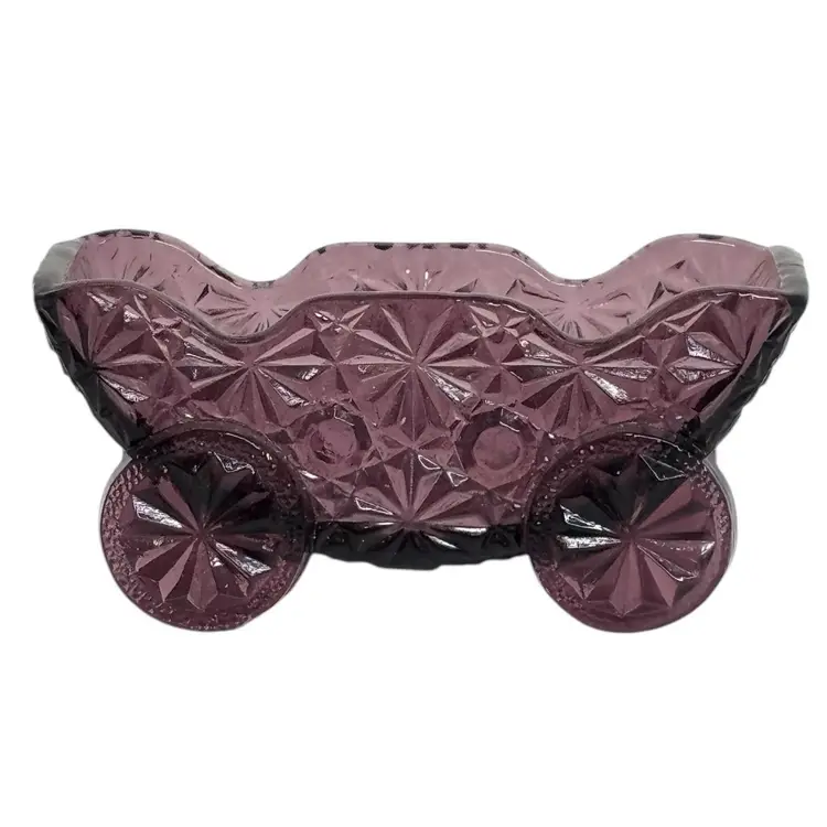 Daisy & Button Amethyst Glass Open Salt Cart with Four Wheels