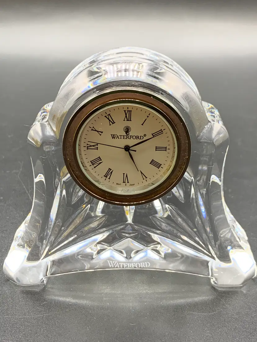 #48 - Waterford Abby Cut  Crystal Quartz Elegant Desk Clock