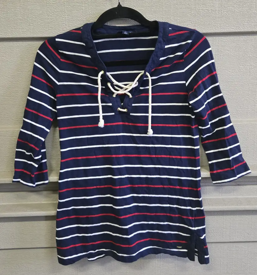 Tommy Hilfiger Women's Shirt 3/4 Sleeve Tie Front Top Size Small