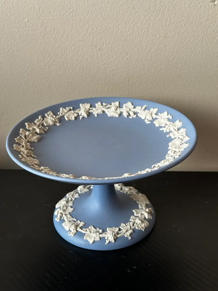Wedgwood Blue Jasperware Pedestal Candy Dish 3.5” Tall x 6" Wide - One Minor Call Out See Picture