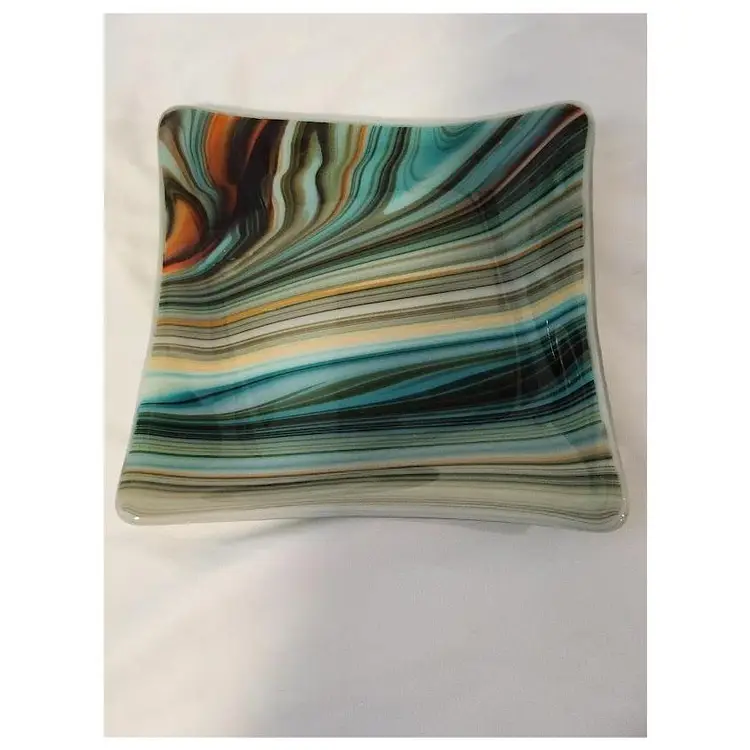 Retro Swirled Glass Square Plate