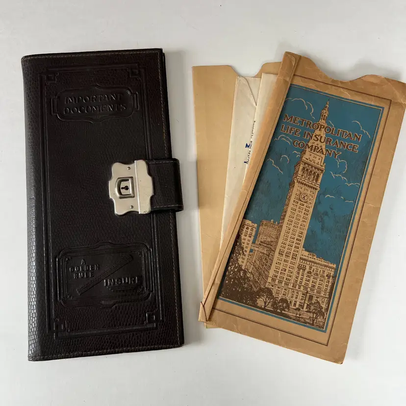 Vintage Insurance Important Documents Binder. Metropolitan Life Insurance Ephemera. 1940s